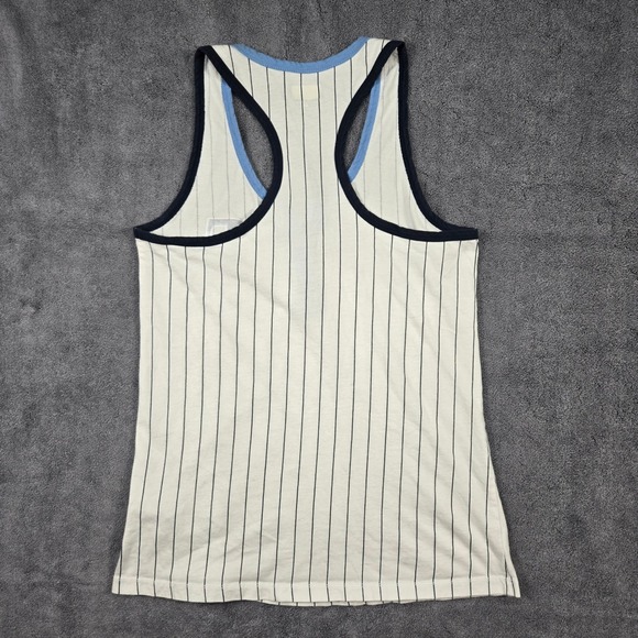 New Era Tampa Bay Rays Tank Top Womens S Cream Pinstripe Excellent Henley MLB - Picture 10 of 11